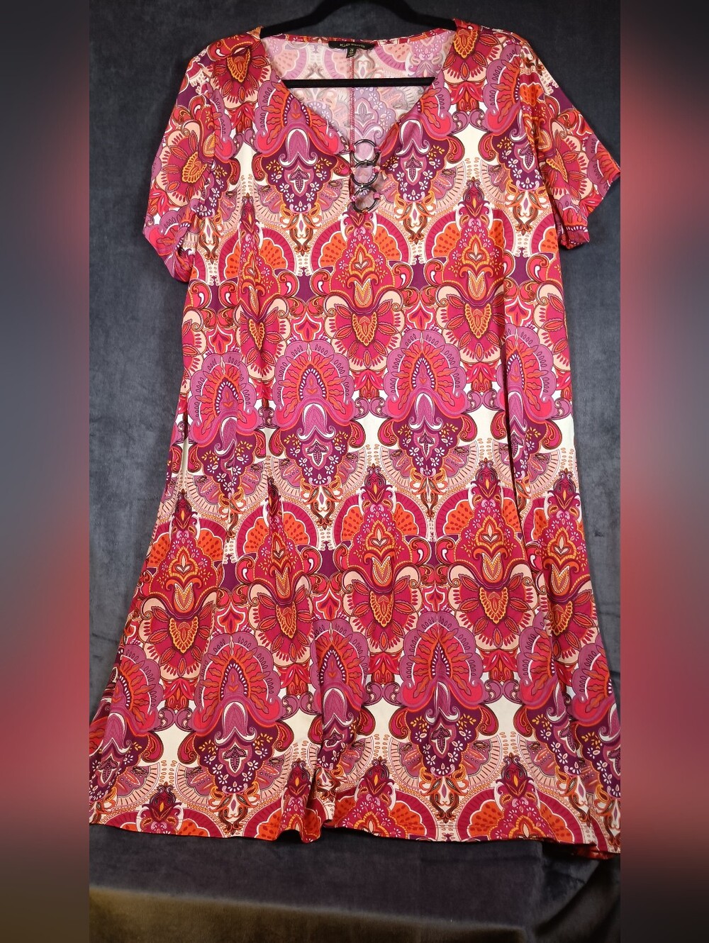 Womens Pink & Red Paisley Print Dress. Very Comfortable